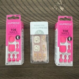 imPRESS Pink and Gold Toe Nail Set